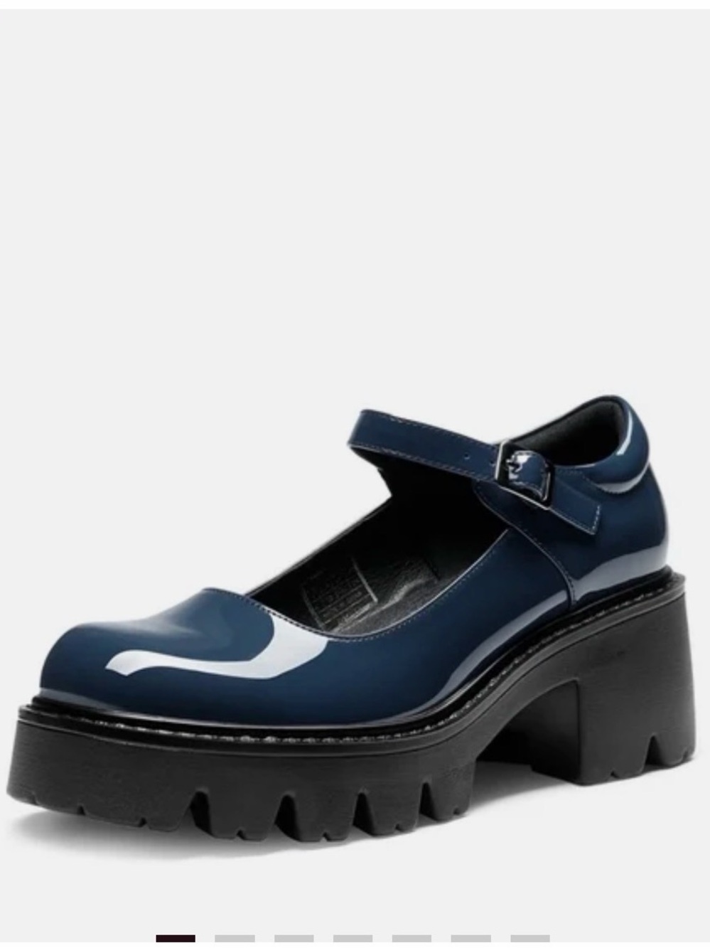 Dream Pairs Navy Patent Chunky Platform Mary Jane